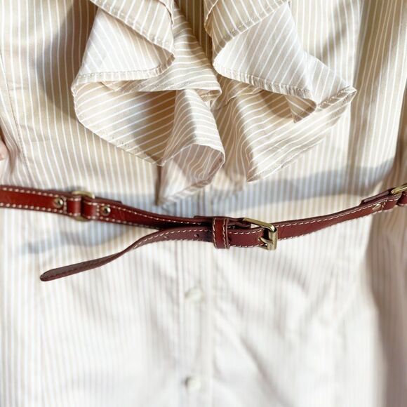 Prich Pride & Rich Striped Belted Ruffle Blouse L - Picture 5 of 12